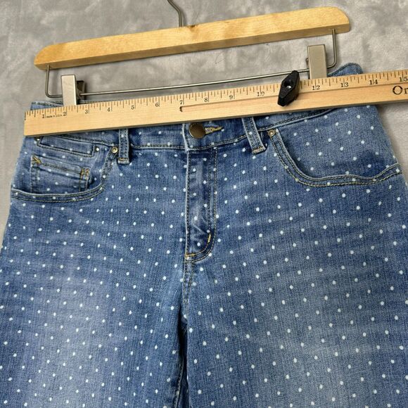 Chicos Plantium Jeans Womens XS Medium Blue White Polka Dot Skimmer Stretch - Picture 7 of 11